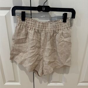 Reformation Tan Linen Shorts